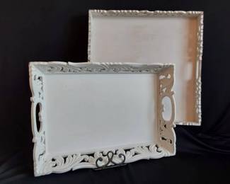 Pier 1 White Wooden Trays