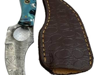 Damascus Steel Fixed Blade Knife w/ Sheath