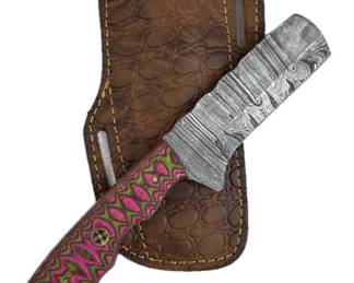 Damascus Steel Fixed Blade Knife w/ Sheath