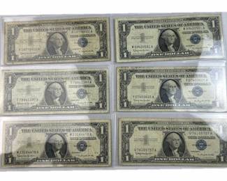 (5) 1957B US $1 Silver Certificates