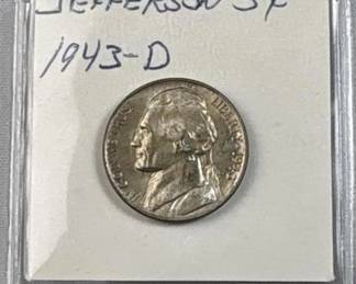 1943-D BU Silver War Nickel, 5c US Coin