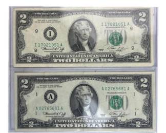 (2) 1976 US $2 Bills, Federal Reserve Notes