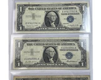 (4) 1957 & 57A US $1 Blue Seal Silver Certs