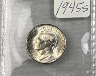 1945-S BU Silver War Nickel, 5c US Coin