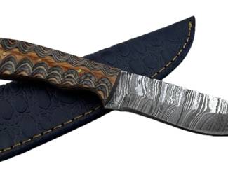 Damascus Steel Fixed Blade Knife w/ Sheath