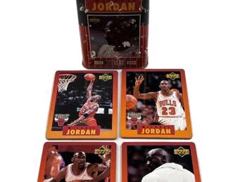 (4) Michael Jordan Upper Deck Cards w/ Tin