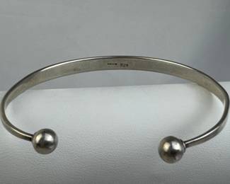 925 Silver Flat Polished Minimalist Ball Cap Cuff