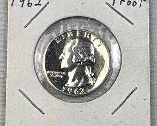 1962 Proof Washington Silver Quarter, 25c, 90%