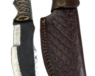Lg Handmade Steel Fixed Blade Knife w/ Sheath