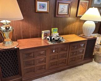 Awesome MCM Vintage Custom Built Home Stereo Console with Dual 1019 Turntable, Sansui 4000 Receiver, Tandburg Reel to Reel & Pioneer Speakers