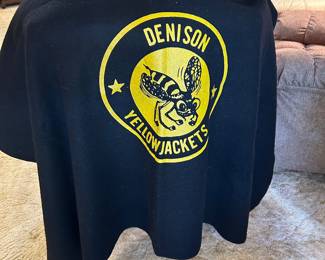 Vintage Wool Denison high School Yellow Jackets wool blanket/throw