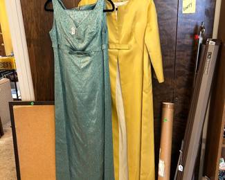 Vintage dress & overcoat, Golding projection screen