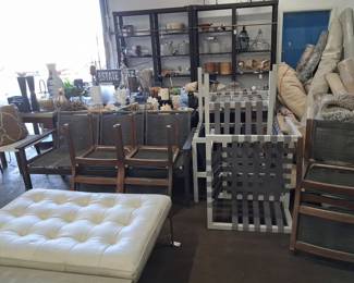 Staging Company Furniture Lot: Assorted Modern Chairs and Ottomans