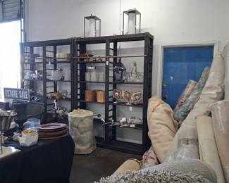 Assorted Modern Lighting Fixtures, Decorative Decor Items, and Rolled Area Rugs