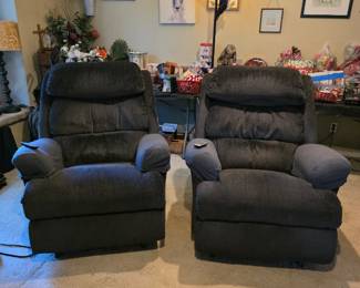 Two electric rocking Laz-y Boys 3 yrs old. Full disclosure, 1 remote needs to be repaired/replaced.