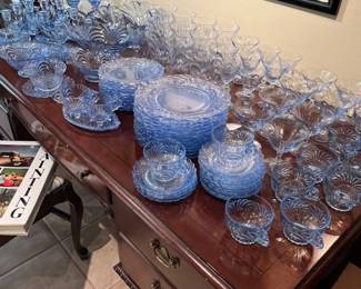 Cambridge Glass “Caprice” blue depression glass set