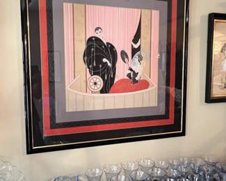 Framed Erté "Loge de Théâtre" Art Deco Silk Scarf