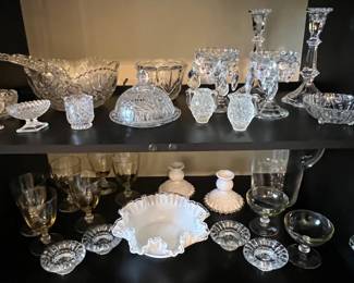 vintage glassware including Fenton