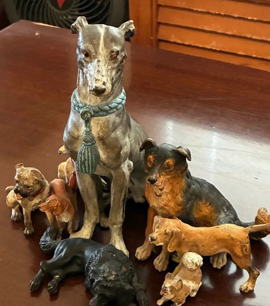 Cast Bronze Dogs Figurine