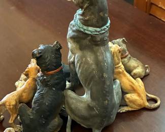 Cast Bronze Dogs Figurine Back