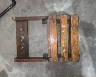 vintage wooden child's folding chair and step stool combination, similar to items produced by Nu-Line Industries