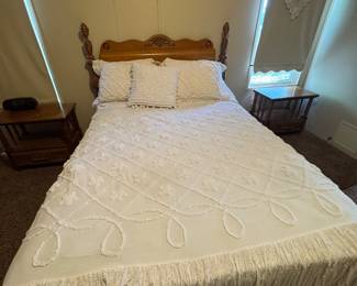 vintage wooden spindle-post bed frame