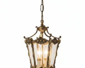 Vintage Louis XVI Style Brass Hanging Lantern