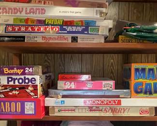 Vintage Board Game Collection - Monopoly, Sorry!, Taboo, Mad Gab, Probe, Candy Land, Payday, Aggravation, Strategy, Score Four