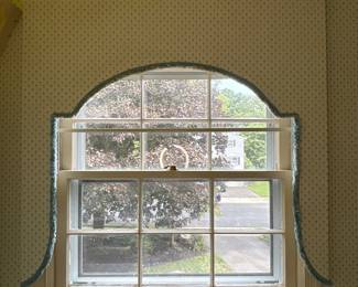 Custom Arched Window Valance with Blue Fringe