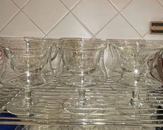 Vintage Glass Shrimp Cocktail Glasses with Inserts