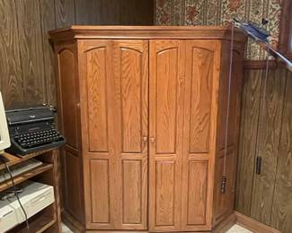 Solid Oak Corner Armoire