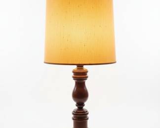 Vintage Turned Wood and Brass Table Lamp