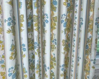 Vintage Floral Stripe Drapery Panels with Matching Valance