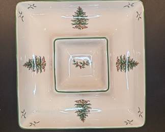 Spode Christmas Tree Square Chip & Dip Dish