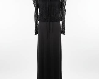 Vintage Black Lace Evening Gown