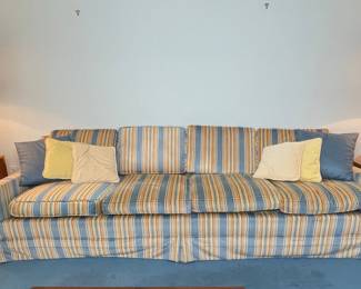 Striped Upholstered Lawson Style Sofa Vintage