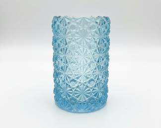 Daisy and Button Pattern Light Blue Vase
