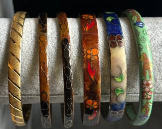 Vintage Cloisonné and Metal Bangle Bracelets