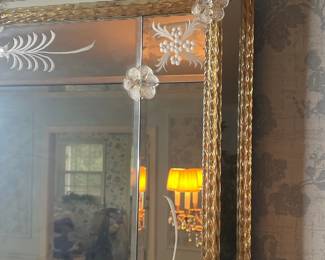 Murano Glass Etched Wall Mirror