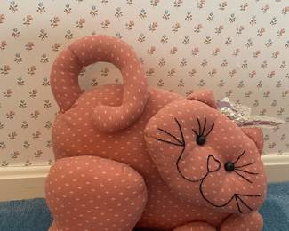 Vintage Calico Cat Fabric Doorstop