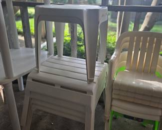 Stackable Plastic Patio Chairs and Stools
