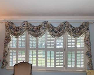 Custom Floral Swag Valance with Tassel Trim - J. Queen New York