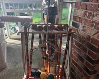 Vintage Forster Croquet Set with Rolling Caddy