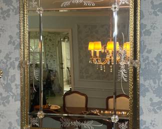 Murano Glass Etched Wall Mirror