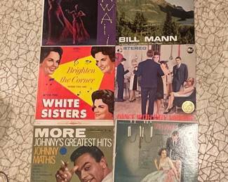 Vintage Vinyl Record Collection - Johnny Mathis, Bill Mann, The White Sisters, and others
