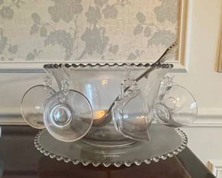 Imperial Glass Candlewick Punch Bowl Set