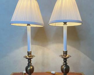 Vintage Brass Candlestick Table Lamps