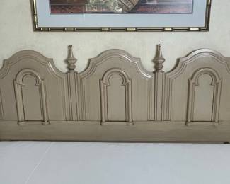 Vintage French Provincial Style Painted Wood Headboard