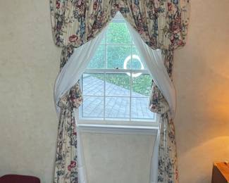 Custom Floral Swag and Jabot Window Treatment Set