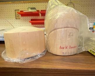 Vintage Wooden Millinery Hat Blocks - Crown and Brim Forms